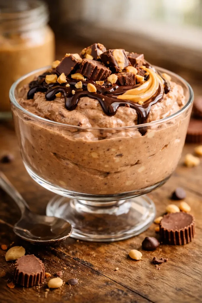 5-Ingredient Peanut Butter Cup Cottage Cheese Mousse – Easy High Protein (1)