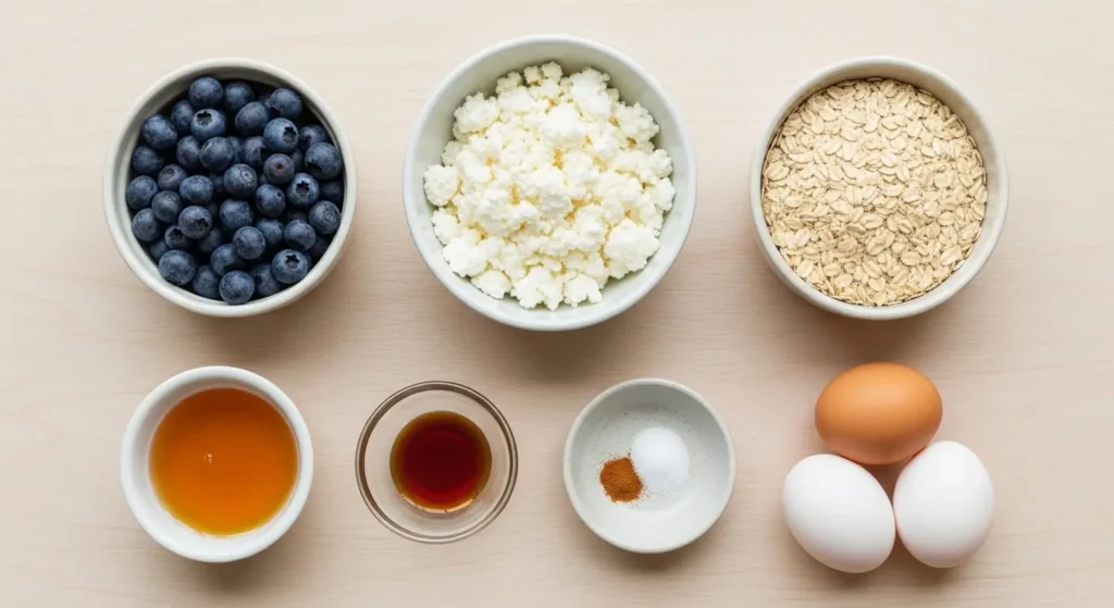 Baked Blueberry Cottage Cheese Breakfast Bowls ingredients