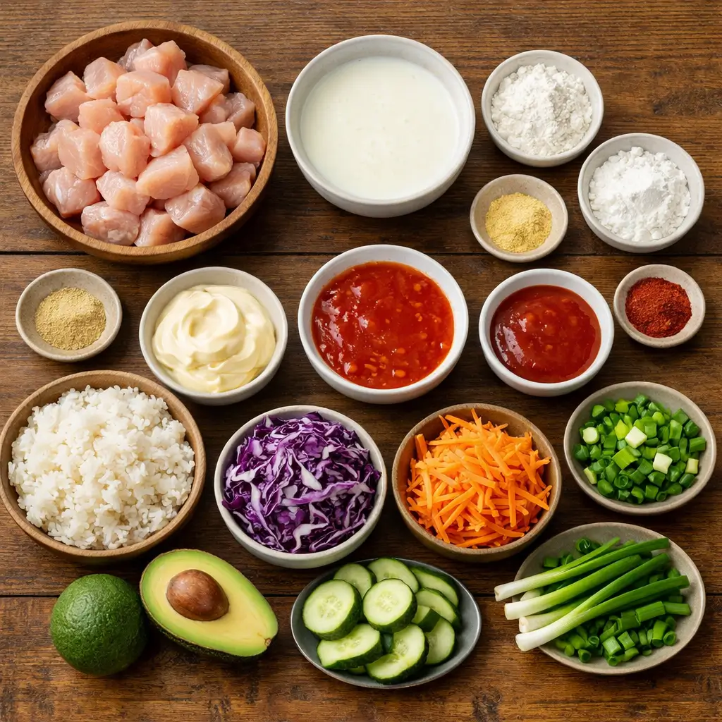 Bang Bang Chicken Bowl ingredients 