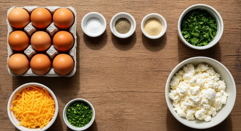 Cheesy Cottage Cheese Egg Bites (Easy Muffin Tin Recipe) ingredients