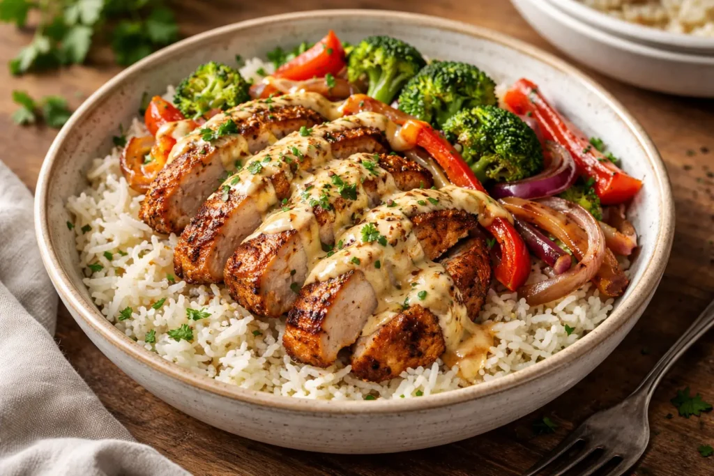 Creamy Cajun chicken and rice bowl
