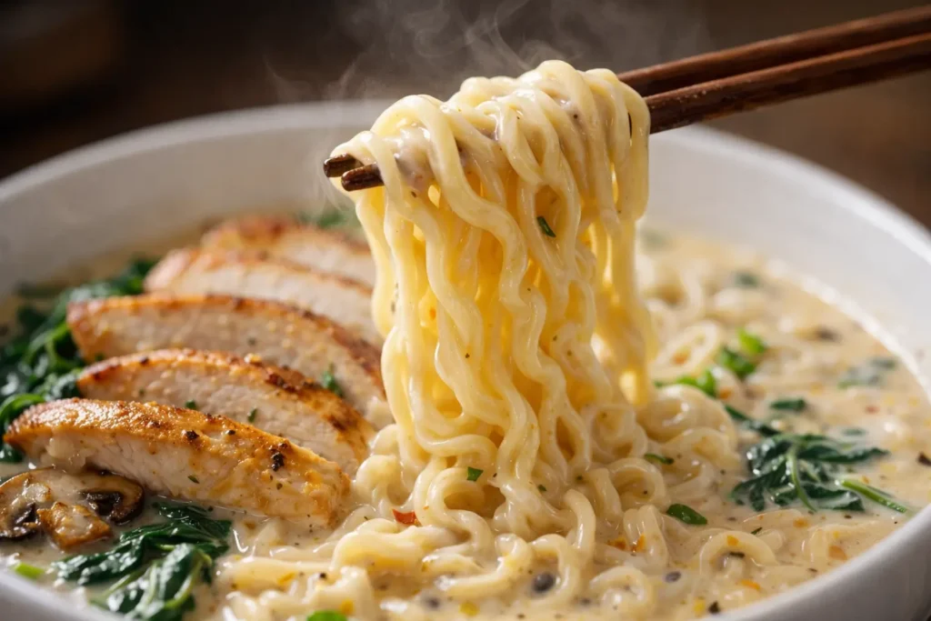 Creamy Garlic Chicken Ramen 