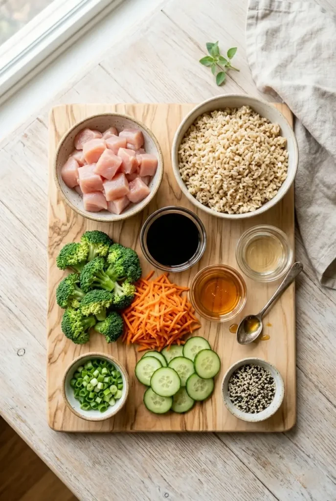 Healthy Sticky Chicken Bowls ingredients 