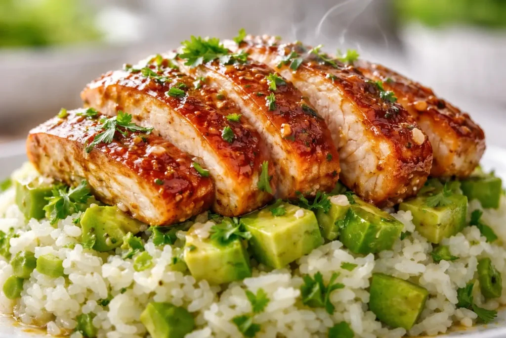 Honey Lime Chicken & Avocado Rice Stack 