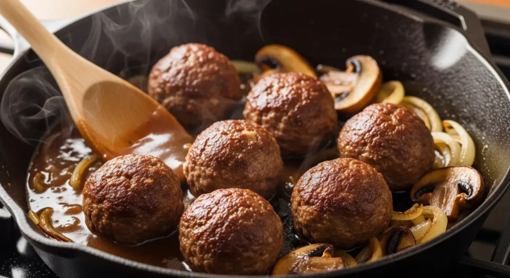 Salisbury Steak Meatballs with Garlic Herb Mashed Potatoes Steps