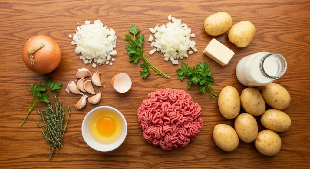 Salisbury Steak Meatballs with Garlic Herb Mashed Potatoes ingredients