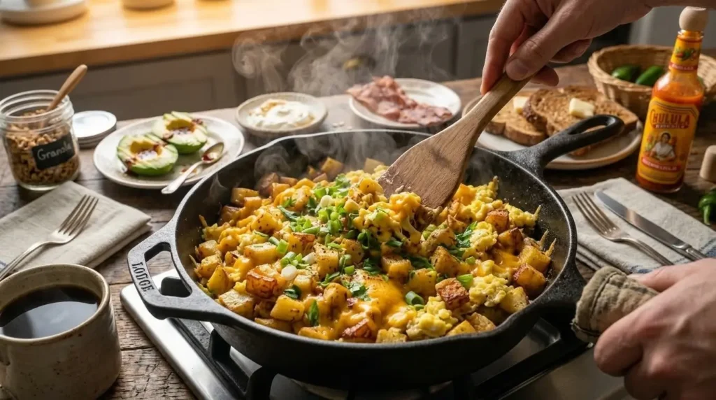 how to make Cheesy Potato Egg Scramble 