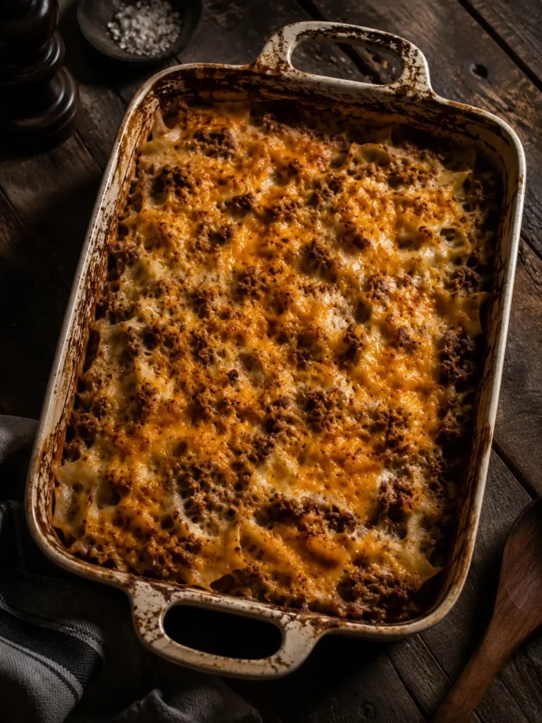Cheesy Beef and Noodle Casserole