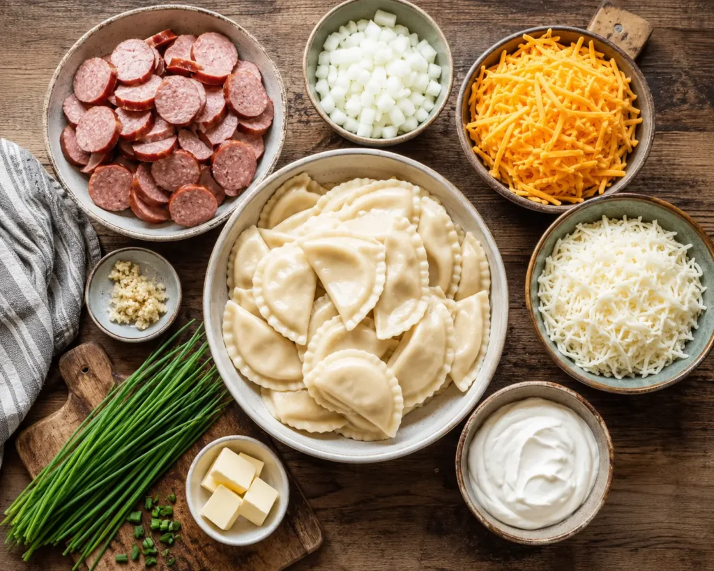 Pierogi Casserole with Sausage Ingredients
