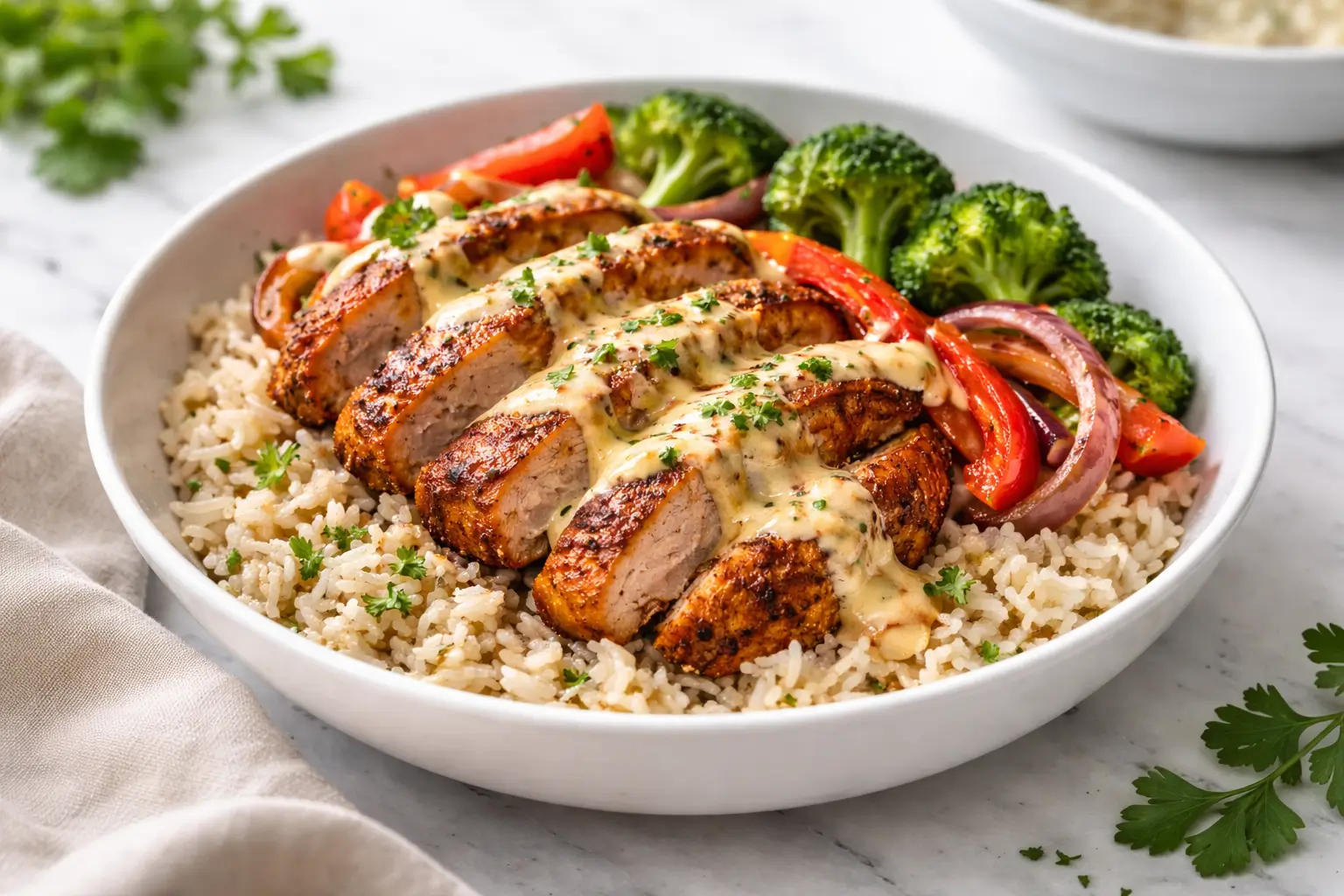 Creamy Cajun Chicken & Rice Bowls (High Protein)