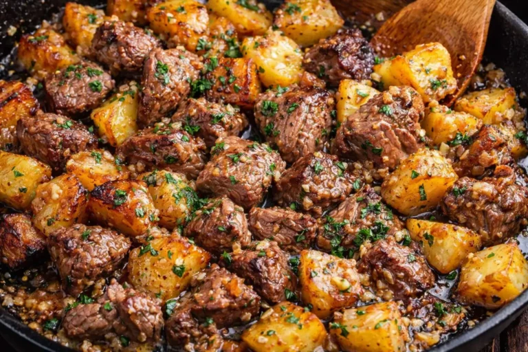 Garlic Butter Steak Bites and Potatoes