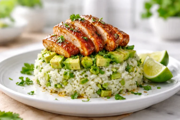 Honey Lime Chicken & Avocado Rice Stack Recipe (Healthy 30-Minute Dinner)