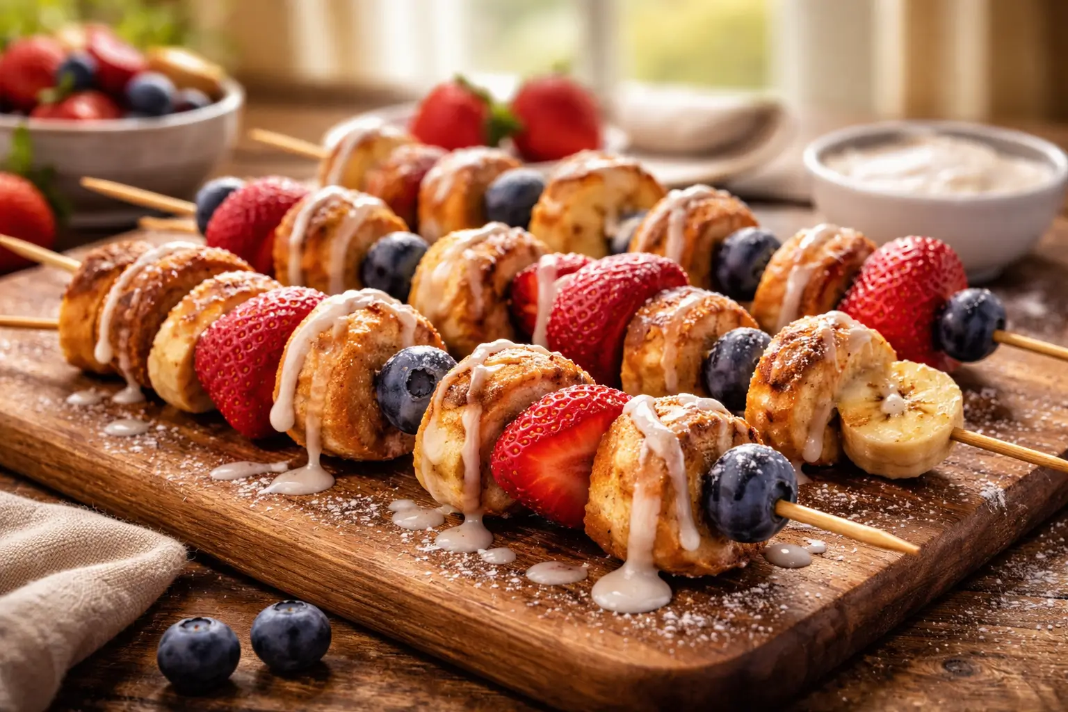 Easy Cinnamon Roll Breakfast Skewers