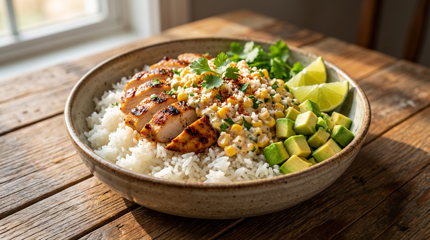 Street Corn Chicken Rice Bowl (High Protein)