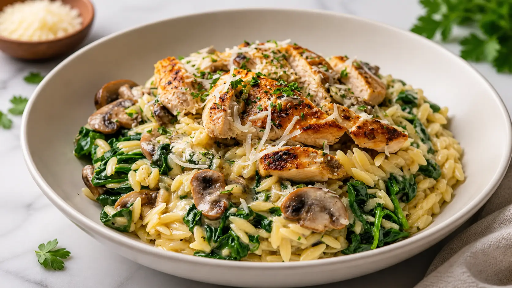 Spinach Mushroom Orzo with Chicken: 3 Reasons to Try